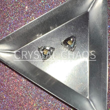 Load image into Gallery viewer, Triangle, 3D Rhinestone CHARM 050-S, 10mm, Silver/Crystal AB, 2pc
