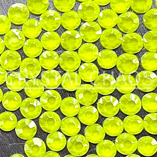Flatback Crystals, Round, Non-Hotfix PRECIOSA, Neon Yellow